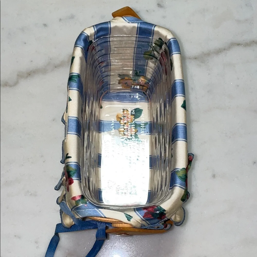 Longaberger Floral Woven Basket with Blue Accents - Picture 3 of 10